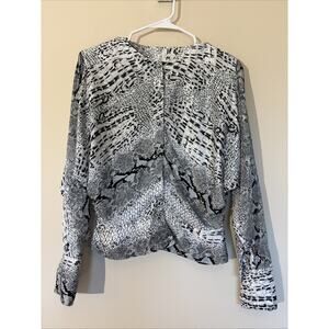 Vintage VTG TJW Mervyns Snakeskin Animal Print Button Dolman Blouse Shirt Top 12